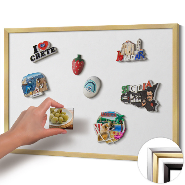 Magnetická tabuľa so zlatým rámom Biela farba