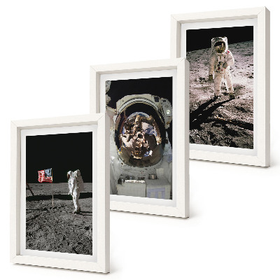 Sada obrazov do obývačky Fotografie pristávajúcich astronautov na Mesiaci