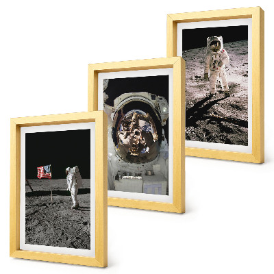 Sada obrazov do obývačky Fotografie pristávajúcich astronautov na Mesiaci