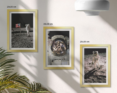 Sada obrazov do obývačky Fotografie pristávajúcich astronautov na Mesiaci
