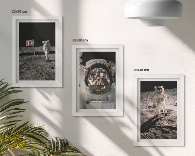Sada obrazov do obývačky Fotografie pristávajúcich astronautov na Mesiaci