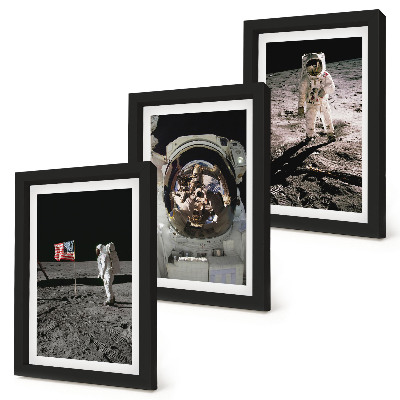Sada obrazov do obývačky Fotografie pristávajúcich astronautov na Mesiaci