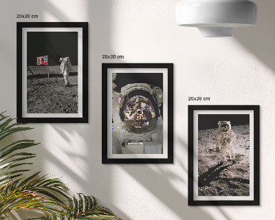 Sada obrazov do obývačky Fotografie pristávajúcich astronautov na Mesiaci
