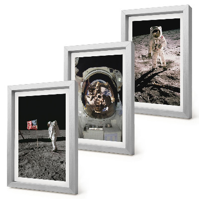 Sada obrazov do obývačky Fotografie pristávajúcich astronautov na Mesiaci