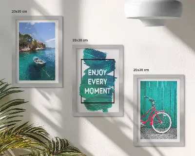 Triptych v ráme výhľad na more s inšpiratívnym nápisom na bicykli a lodi