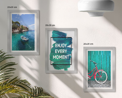 Triptych v ráme Výhľad na more s inšpiratívnym nápisom na bicykli pre loď