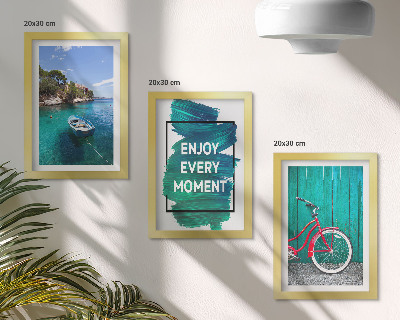 Triptych v ráme Výhľad na more s inšpiratívnym nápisom na bicykli pre loď