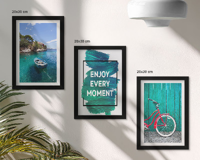 Triptych v ráme Výhľad na more s inšpiratívnym nápisom na bicykli pre loď