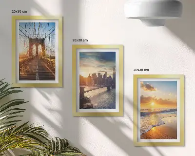 Mosty a západy slnka v mestskej krajine triptych v ráme