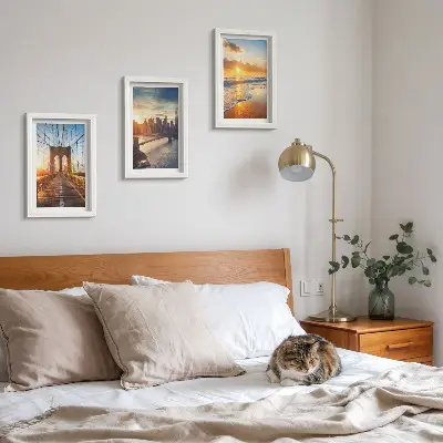 Mosty a západy slnka v mestskej krajine triptych v ráme