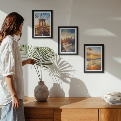 Triptych v ráme Mosty a západy slnka v mestskej krajine