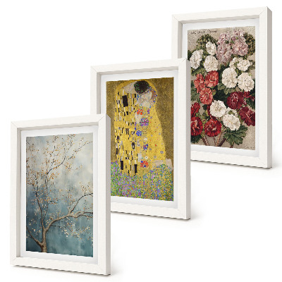 Triptych v ráme Kvety a stromy v štýle maľby Bozk od Gustava Klimta