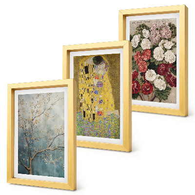 Triptych v ráme Kvety a stromy v štýle maľby Bozk od Gustava Klimta