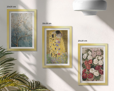 Triptych v ráme Kvety a stromy v štýle maľby Bozk od Gustava Klimta