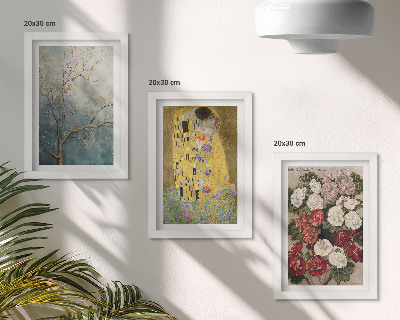 Triptych v ráme Kvety a stromy v štýle maľby Bozk od Gustava Klimta
