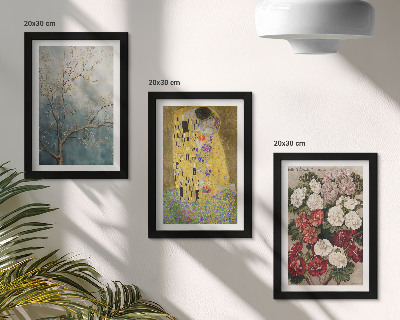 Triptych v ráme Kvety a stromy v štýle maľby Bozk od Gustava Klimta