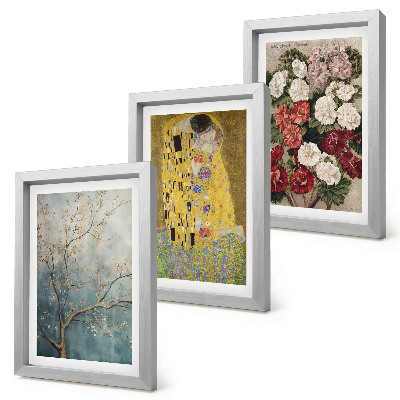 Triptych v ráme Kvety a stromy v štýle maľby Bozk od Gustava Klimta
