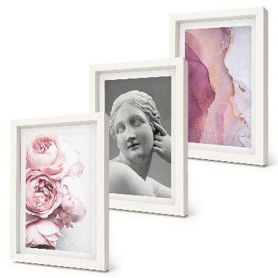 Triptych v ráme Romantická socha pivoniek, abstraktné umenie ženy