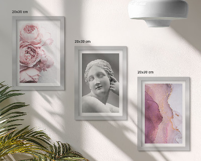 Triptych v ráme Romantická socha pivoniek, abstraktné umenie ženy