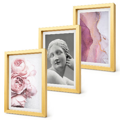 Triptych v ráme Romantická socha pivoniek, abstraktné umenie ženy