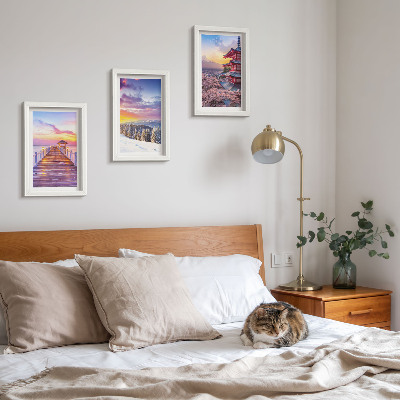 Triptych v ráme Romantické krajiny s malebnou oblohou