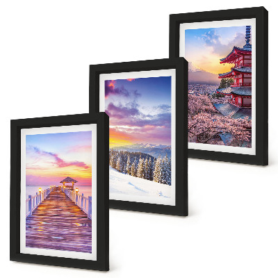 Triptych v ráme Romantické krajiny s malebnou oblohou