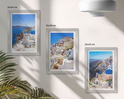 Sada obrazov do obývačky Pohľady na krajinnú architektúru mesta Oia na Santorini v Grécku