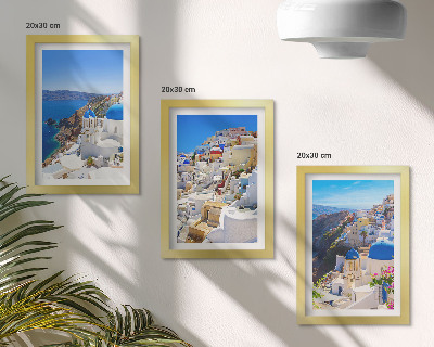 Sada obrazov do obývačky Pohľady na krajinnú architektúru mesta Oia na Santorini v Grécku