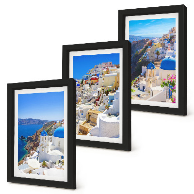 Sada obrazov do obývačky Pohľady na krajinnú architektúru mesta Oia na Santorini v Grécku