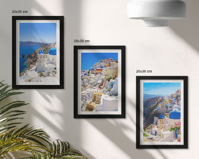 Sada obrazov do obývačky Pohľady na krajinnú architektúru mesta Oia na Santorini v Grécku
