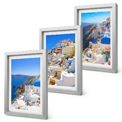 Sada obrazov do obývačky Pohľady na krajinnú architektúru mesta Oia na Santorini v Grécku