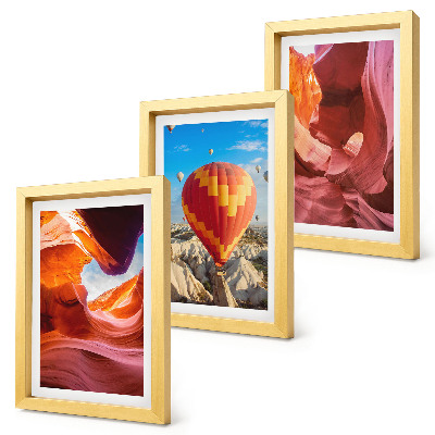 Triptych v ráme Krajina púštnych roklín a let balónom