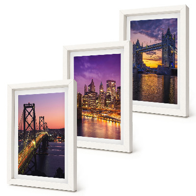 Triptych v ráme Mosty a mestské scenérie pri západe slnka