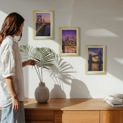 Triptych v ráme Mosty a mestské scenérie pri západe slnka