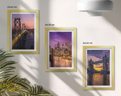 Triptych v ráme Mosty a mestské scenérie pri západe slnka