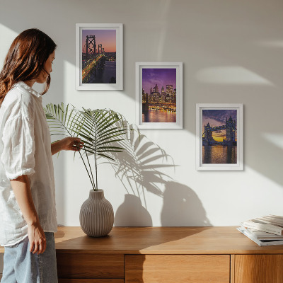 Triptych v ráme Mosty a mestské scenérie pri západe slnka