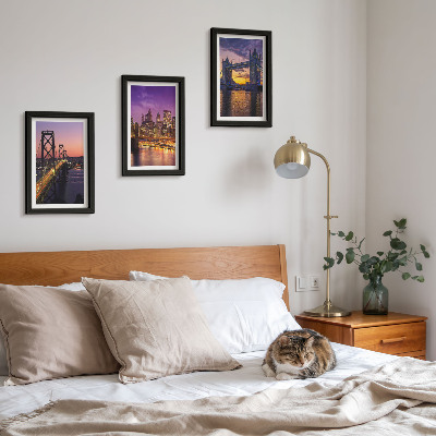 Triptych v ráme Mosty a mestské scenérie pri západe slnka