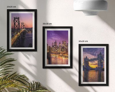 Triptych v ráme Mosty a mestské scenérie pri západe slnka