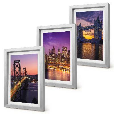 Triptych v ráme Mosty a mestské scenérie pri západe slnka