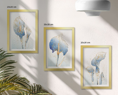 Triptych v ráme Jemné modré kvety na svetlom pozadí