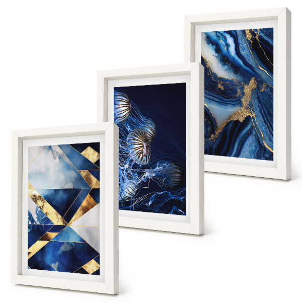 Triptych v ráme Abstraktné elegantné vzory s akcentmi