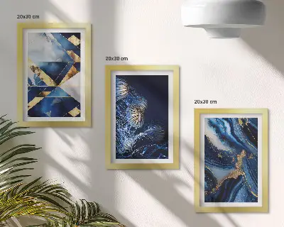 Abstraktné elegantné vzory s akcentmi triptych v ráme