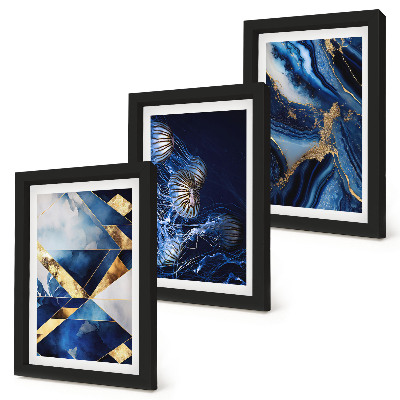 Triptych v ráme Abstraktné elegantné vzory s akcentmi