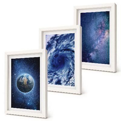Sada obrazov do obývačky Zem vo vesmíre, búrka a galaxia hviezd