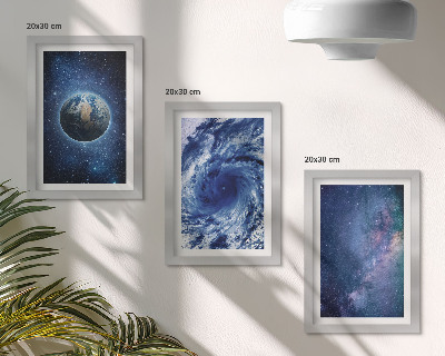 Sada obrazov do obývačky Zem vo vesmíre, búrka a galaxia hviezd
