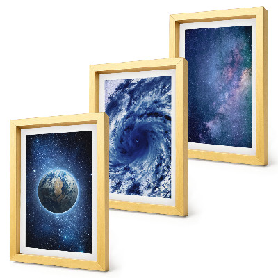 Sada obrazov do obývačky Zem vo vesmíre, búrka a galaxia hviezd