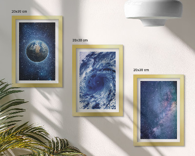 Sada obrazov do obývačky Zem vo vesmíre, búrka a galaxia hviezd