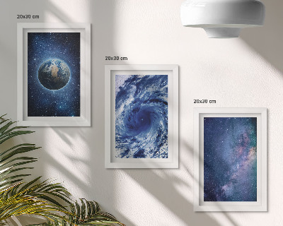 Sada obrazov do obývačky Zem vo vesmíre, búrka a galaxia hviezd