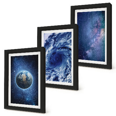 Sada obrazov do obývačky Zem vo vesmíre, búrka a galaxia hviezd