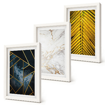Triptych v ráme Moderné geometrické vzory a prírodné rastlinné motívy